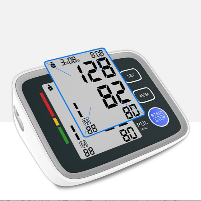 PSU80EH Blood pressure meter measure blood pressure heart rate pulse upper arm electronic blood pressure monitor LCD cuff 22 * 42cm off 180 seconds 90 measurements,