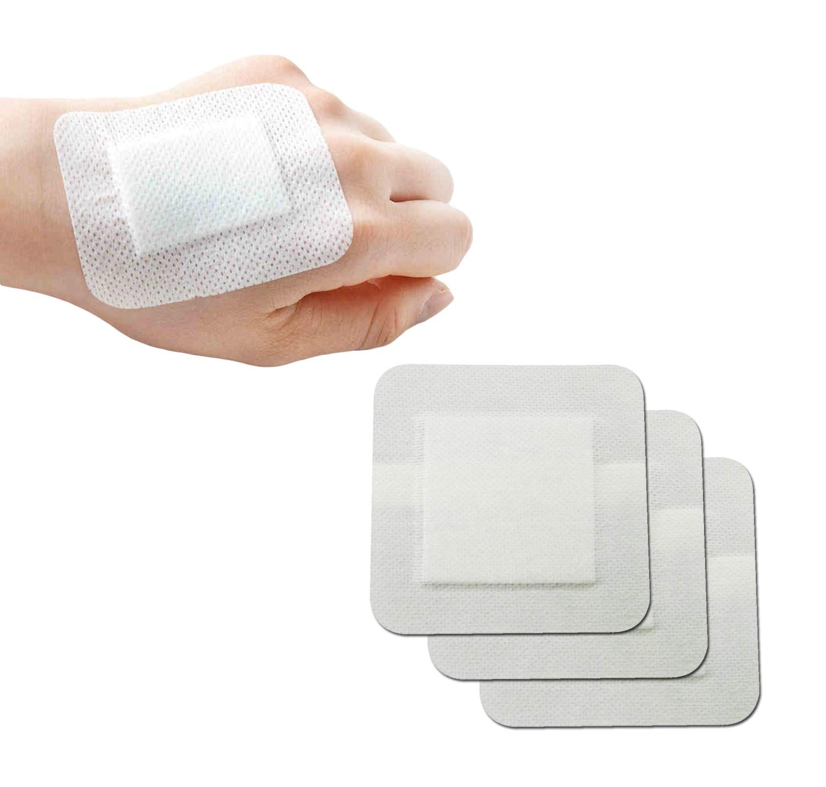 Island Dressing. Case of 100 Adhesive Dressings 4" x 8" for Wound Protection. Sterile dressings with Non-Adherent Island pad. Single use & Latex-Free.
