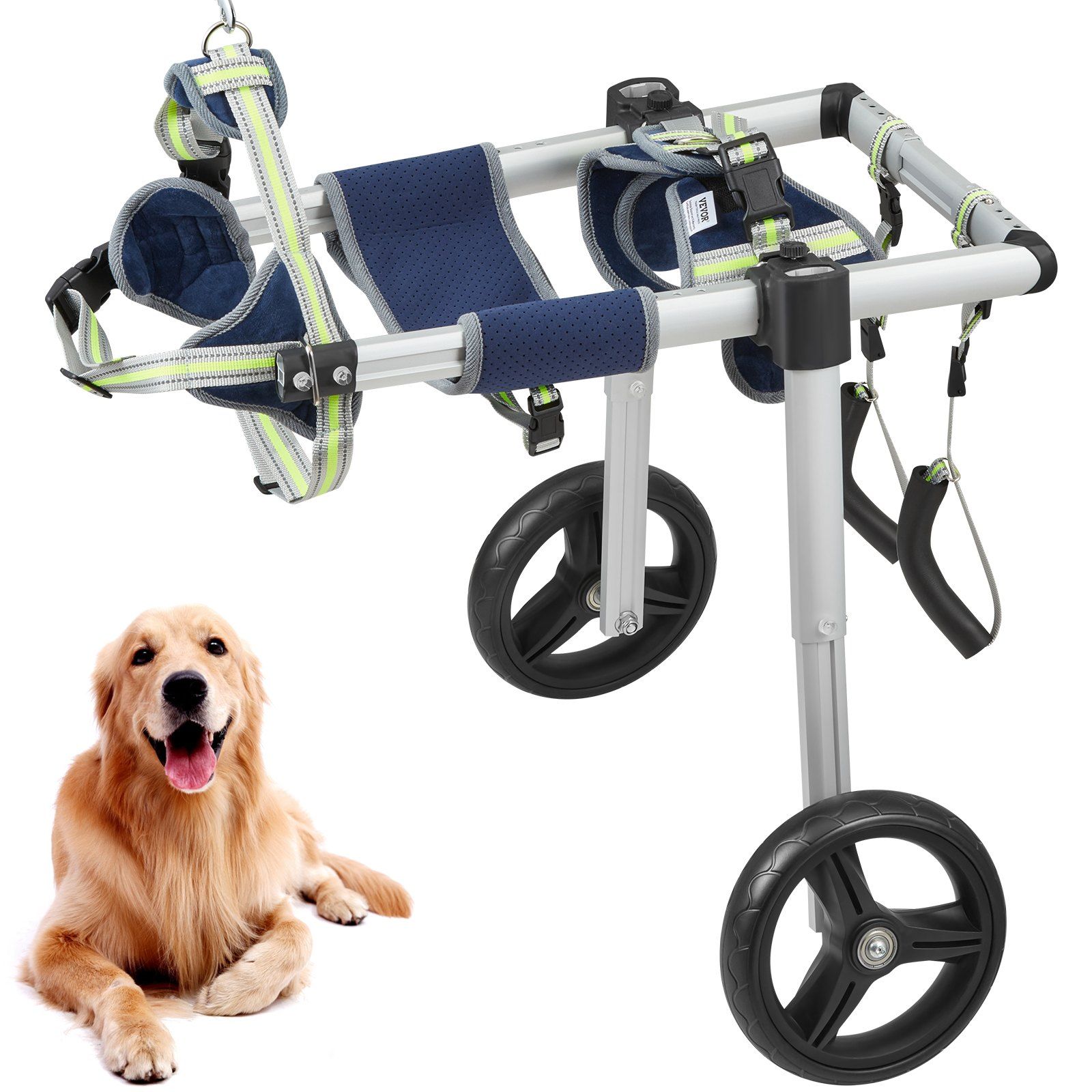VEVOR 2 Wheels Dog Wheelchair for Back Legs, Pet Wheelchair Lightweight & Adjustable Assisting in Healing, Dog Cart/Wheelchair for Injured, Disabled, Paralysis, Hind Limb Weak Pet(M)